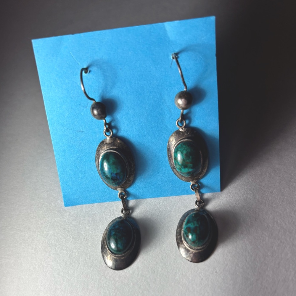 Turquoise and Silver Dangle Earrings